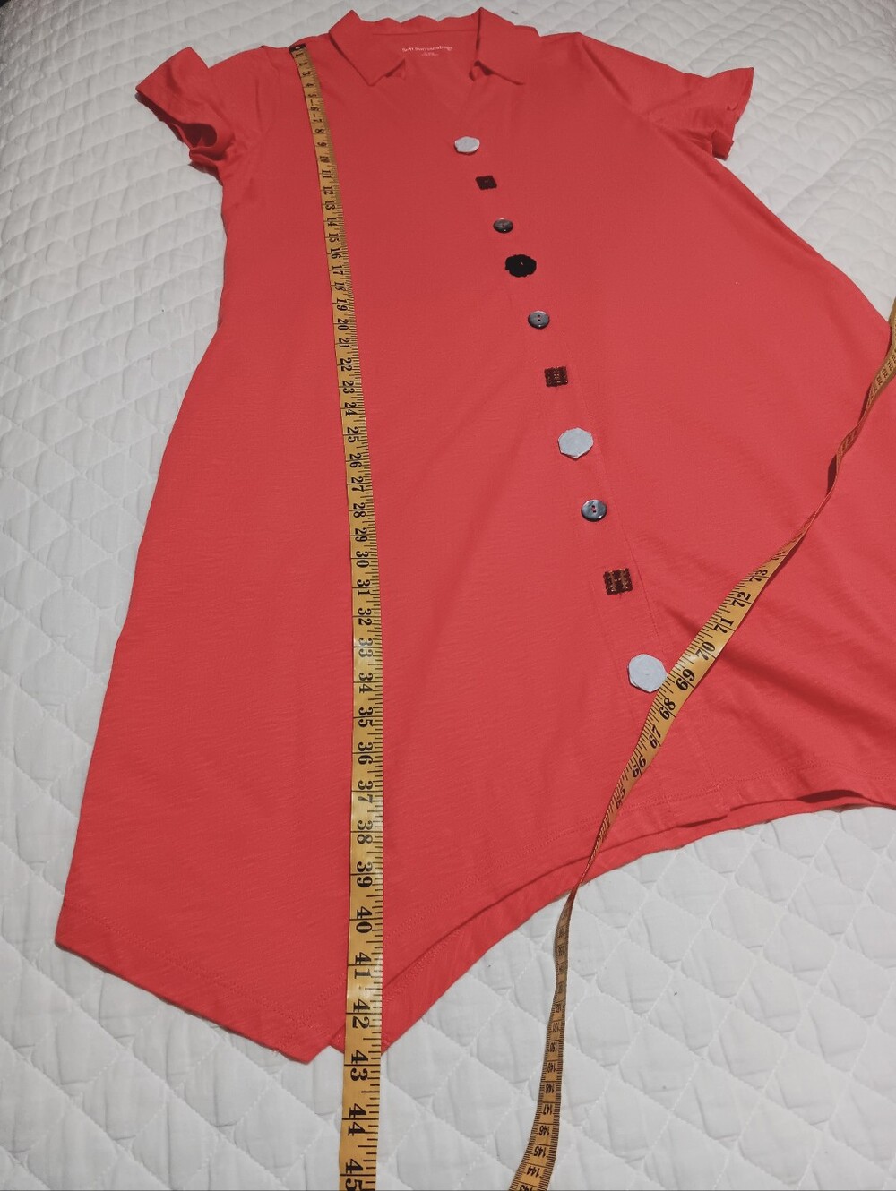 NWOT Soft Surroundings Danielle Button  Coral T-shirt Dress with pockets Size XL - Picture 11 of 11